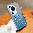 For Huawei Pura 70 Ultra Plated Gradient Glitter Butterfly Holder TPU Phone Case(Sierra Blue) - 1