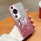 For Huawei P60 Plated Gradient Glitter Butterfly Holder TPU Phone Case(Pink) - 1