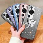 For Huawei P60 Plated Gradient Glitter Butterfly Holder TPU Phone Case(Silver) - 2