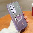 For Huawei P40 Pro Plated Gradient Glitter Butterfly Holder TPU Phone Case(Purple) - 1