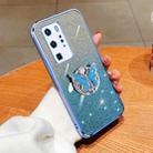 For Huawei P40 Pro Plated Gradient Glitter Butterfly Holder TPU Phone Case(Sierra Blue) - 1