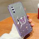 For Huawei P30 Plated Gradient Glitter Butterfly Holder TPU Phone Case(Purple) - 1