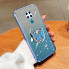 For Huawei nova 5i Pro Plated Gradient Glitter Butterfly Holder TPU Phone Case(Sierra Blue) - 1