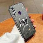 For Huawei Y6p Plated Gradient Glitter Butterfly Holder TPU Phone Case(Black) - 1