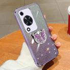 For Huawei Enjoy 70 Plated Gradient Glitter Butterfly Holder TPU Phone Case(Purple) - 1