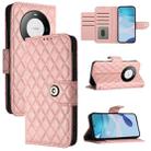 For Huawei Mate 60 Pro / 60 Pro+ Rhombic Texture Flip Leather Phone Case with Lanyard(Coral Pink) - 1