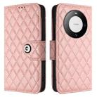 For Huawei Mate 60 Pro / 60 Pro+ Rhombic Texture Flip Leather Phone Case with Lanyard(Coral Pink) - 2