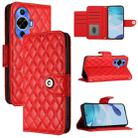 For Huawei nova 12s Rhombic Texture Flip Leather Phone Case with Lanyard(Red) - 1