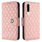 For Huawei P30 Rhombic Texture Flip Leather Phone Case with Lanyard(Coral Pink) - 2