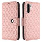 For Huawei P30 Pro Rhombic Texture Flip Leather Phone Case with Lanyard(Coral Pink) - 2