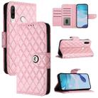For Huawei P30 lite / nova 4e Rhombic Texture Flip Leather Phone Case with Lanyard(Pink) - 1