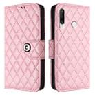 For Huawei P30 lite / nova 4e Rhombic Texture Flip Leather Phone Case with Lanyard(Pink) - 2