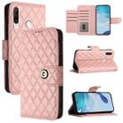 For Huawei P30 lite / nova 4e Rhombic Texture Flip Leather Phone Case with Lanyard(Coral Pink) - 1