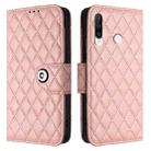 For Huawei P30 lite / nova 4e Rhombic Texture Flip Leather Phone Case with Lanyard(Coral Pink) - 2