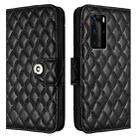 For Huawei P40 Pro Rhombic Texture Flip Leather Phone Case with Lanyard(Black) - 2