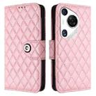 For Huawei Pura 70 Pro Rhombic Texture Flip Leather Phone Case with Lanyard(Pink) - 2