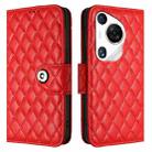 For Huawei Pura 70 Pro Rhombic Texture Flip Leather Phone Case with Lanyard(Red) - 2