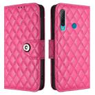 For Huawei Enjoy 9s / P Smart+ 2019 Rhombic Texture Flip Leather Phone Case with Lanyard(Rose Red) - 2