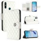 For Huawei P smart 2021 Rhombic Texture Flip Leather Phone Case with Lanyard(White) - 1