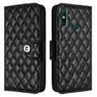 For Huawei P smart 2021 Rhombic Texture Flip Leather Phone Case with Lanyard(Black) - 2