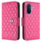 For Huawei Enjoy 50 / nova Y70 Plus Rhombic Texture Flip Leather Phone Case with Lanyard(Rose Red) - 2