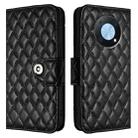 For Huawei Enjoy 50 Pro / nova Y90 Rhombic Texture Flip Leather Phone Case with Lanyard(Black) - 2