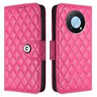 For Huawei Enjoy 50 Pro / nova Y90 Rhombic Texture Flip Leather Phone Case with Lanyard(Rose Red) - 2