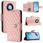 For Huawei Enjoy 50 Pro / nova Y90 Rhombic Texture Flip Leather Phone Case with Lanyard(Coral Pink) - 1