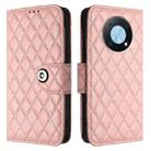 For Huawei Enjoy 50 Pro / nova Y90 Rhombic Texture Flip Leather Phone Case with Lanyard(Coral Pink) - 2