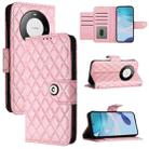 For Huawei Mate 60 Rhombic Texture Flip Leather Phone Case with Lanyard(Pink) - 1