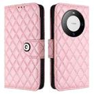 For Huawei Mate 60 Rhombic Texture Flip Leather Phone Case with Lanyard(Pink) - 2