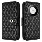 For Huawei Mate 60 Rhombic Texture Flip Leather Phone Case with Lanyard(Black) - 2