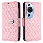 For Huawei P60 Art Rhombic Texture Flip Leather Phone Case with Lanyard(Pink) - 2