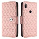 For Huawei Enjoy 10 Plus Rhombic Texture Flip Leather Phone Case with Lanyard(Coral Pink) - 2