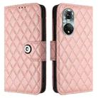 For Huawei nova 9 Rhombic Texture Flip Leather Phone Case with Lanyard(Coral Pink) - 2