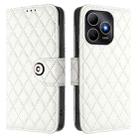 For Huawei Enjoy 80s 4G Rhombic Texture Flip Leather Phone Case with Lanyard(White) - 2