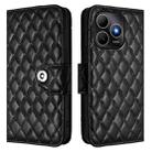 For Huawei Enjoy 80s 4G Rhombic Texture Flip Leather Phone Case with Lanyard(Black) - 2
