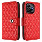 For Huawei Enjoy 80s 4G Rhombic Texture Flip Leather Phone Case with Lanyard(Red) - 2