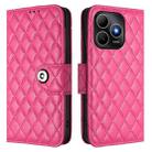 For Huawei Enjoy 80s 4G Rhombic Texture Flip Leather Phone Case with Lanyard(Rose Red) - 2