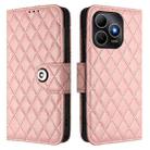 For Huawei Enjoy 80s 4G Rhombic Texture Flip Leather Phone Case with Lanyard(Coral Pink) - 2