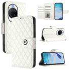 For Huawei nova 14 Ultra 5G Rhombic Texture Flip Leather Phone Case with Lanyard(White) - 1