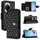 For Huawei nova 14 Ultra 5G Rhombic Texture Flip Leather Phone Case with Lanyard(Black) - 1