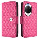 For Huawei nova 14 Pro 5G Rhombic Texture Flip Leather Phone Case with Lanyard(Rose Red) - 2