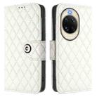 For Huawei nova 14 5G Rhombic Texture Flip Leather Phone Case with Lanyard(White) - 2