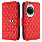 For Huawei nova 14 5G Rhombic Texture Flip Leather Phone Case with Lanyard(Red) - 2