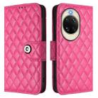 For Huawei nova 14 5G Rhombic Texture Flip Leather Phone Case with Lanyard(Rose Red) - 2