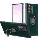 For Samsung Galaxy Note20 Ultra Carbon Fiber Protective Case with 360 Degree Rotating Ring Holder(Green) - 1