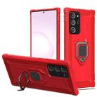 For Samsung Galaxy Note20 Ultra Carbon Fiber Protective Case with 360 Degree Rotating Ring Holder(Red) - 1