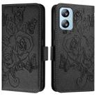 For Blackview A52 Embossed Rose RFID Anti-theft Leather Phone Case(Black) - 2