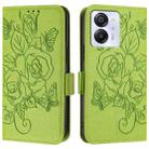 For Blackview Color 8 / Oscal Modern 8 Embossed Rose RFID Anti-theft Leather Phone Case(Green) - 2